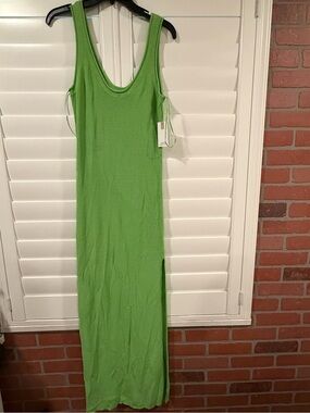 Good American Lime Green Scoop Neck Maxi Dress